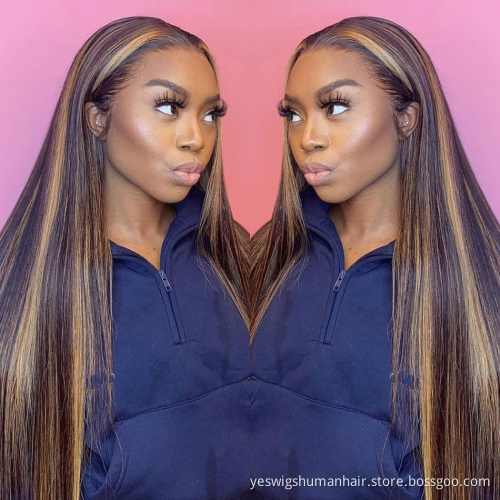 Yeswigs Hd Full Highlights Colored Lace Frontal Wig Raw Brazilian Virgin Human Hair Lace Front Wig For Black Women Human Hair